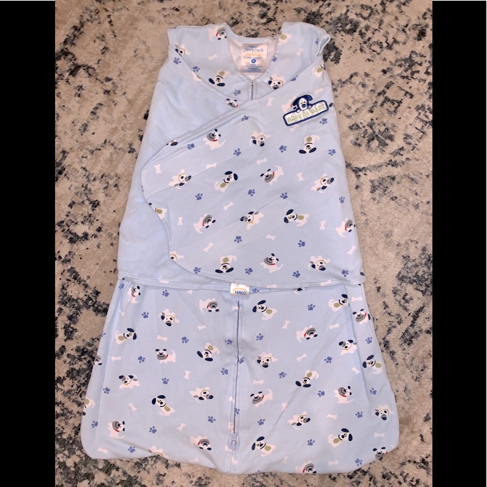 Halo 100% Cotton Sleepsack Swaddle, Sky Blue Puppy
